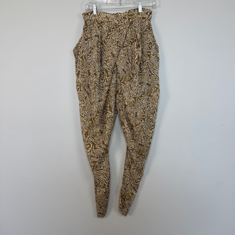 Forever 21 Women's Animal Print Safari Baggy Pants Size Medium Tan Cream Brown‎